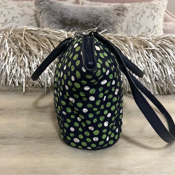VERA BRADLEY Lucky Dots 2015 Trapeze Tote Navy Blue Green White Polka Dots Y2K - Picture 5 of 10